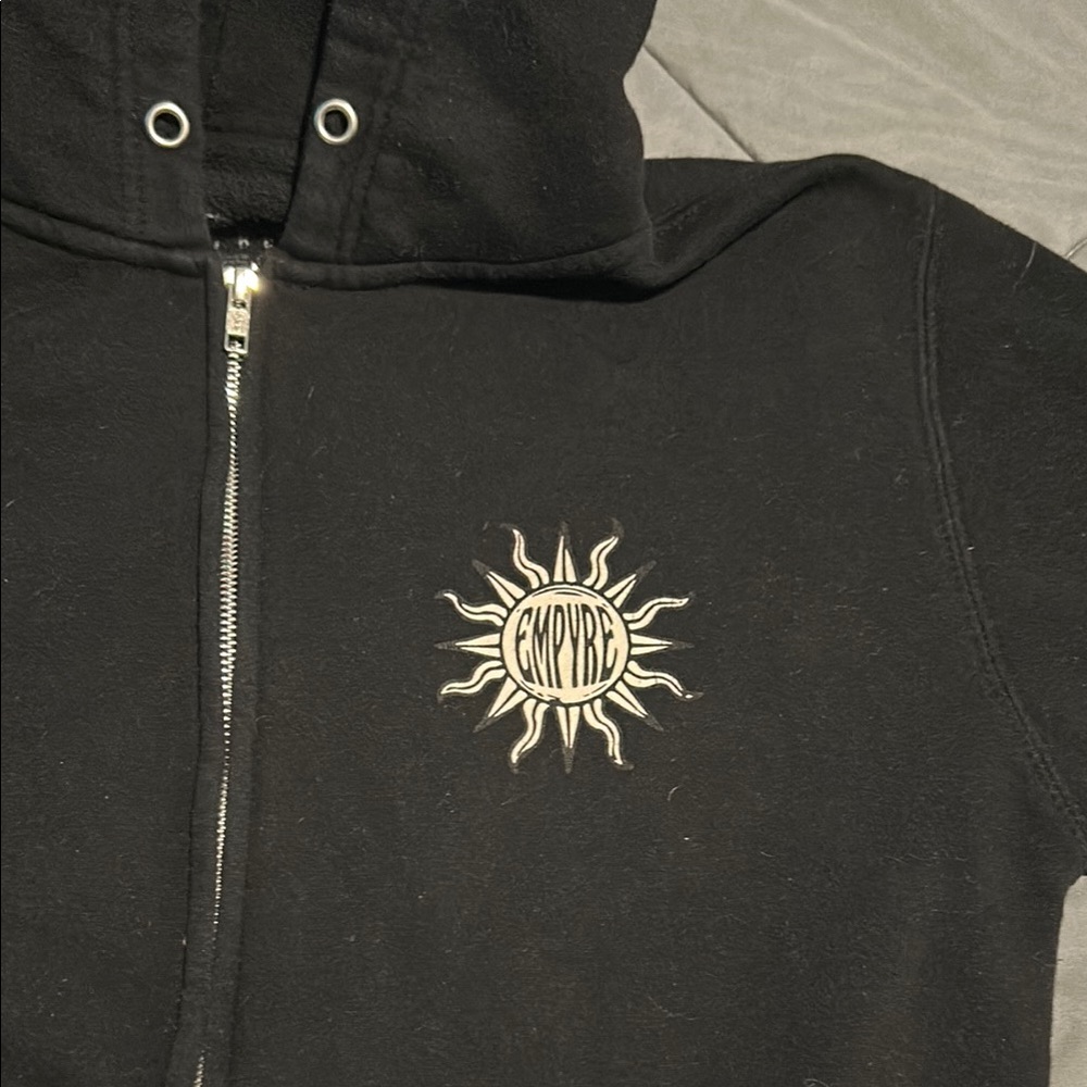 Empyre Black Zip-Up Hoodie with Sun Emblem